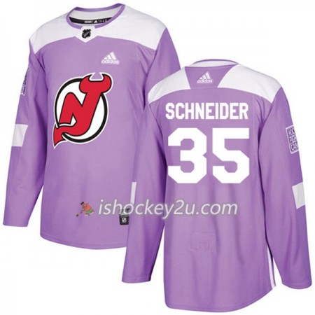 Mænd NHL New Jersey Devils Trøje Cory Schneider 35 Adidas 2017-2018 Lilla Fights Cancer Practice Authentic